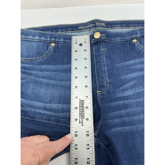 Womans Michael Kors Izzy Skinny Pullon Blue Jeans Size 16 Ankle - Picture 7 of 9